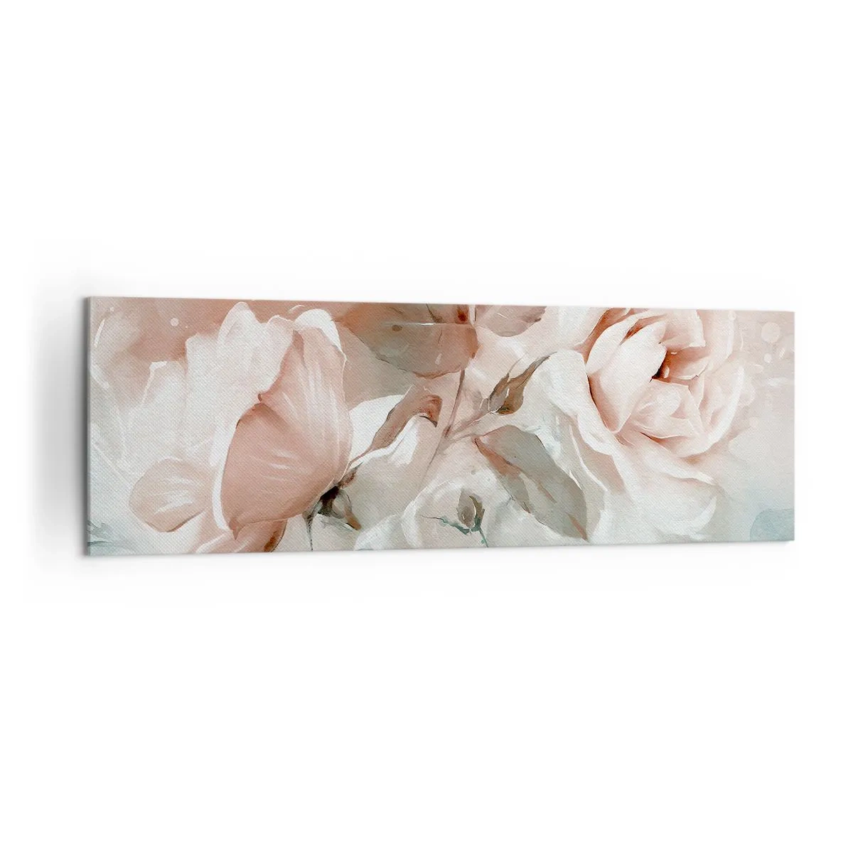 Bild auf Leinwand - Leinwandbild - Zarte Rosen in Pastelltönen auf hellem Untergrund - 160x50cm - Geist der Romantik - Moderne Wanddekoration für Wohnzimmer und Schlafzimmer ARTTOR
