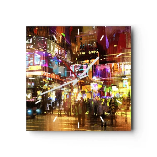 Wanduhr - Glasuhr - In einem Lichtermeer - 40x40 cm