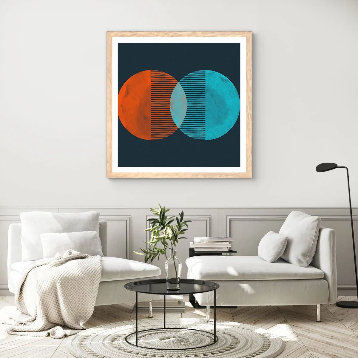 Poster in einem Rahmen aus heller Eiche - Astronomische Fantasie - 60x60 cm