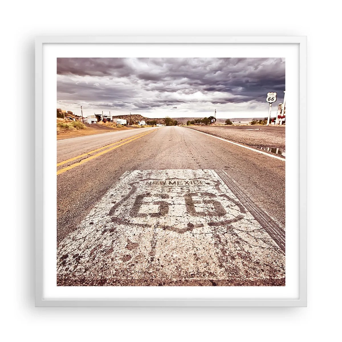 Poster in einem weißen Rahmen - Mother Road - eine amerikanische Legende - 60x60 cm
