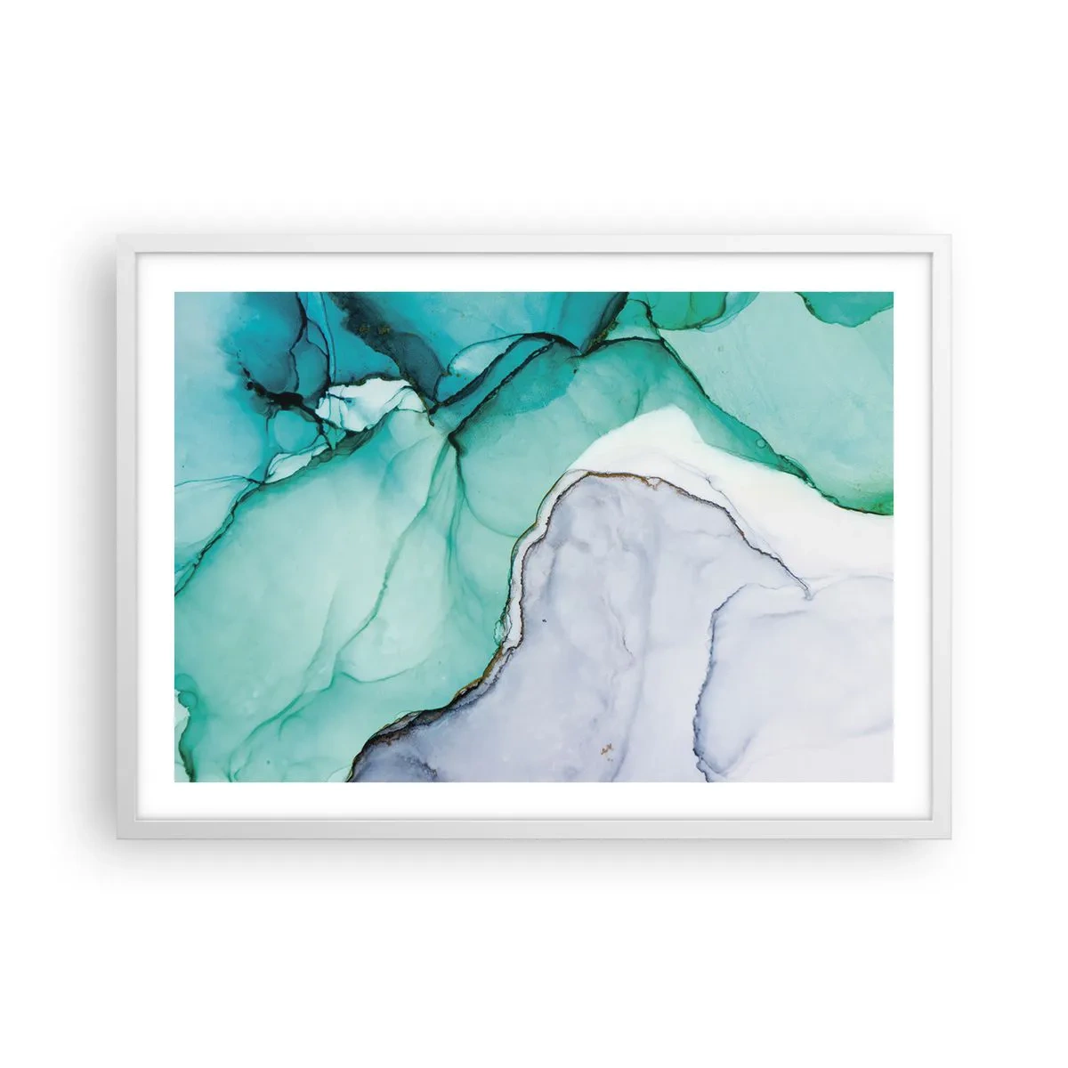 Poster in einem weißen Rahmen - Eine Studie in Türkis - 70x50 cm