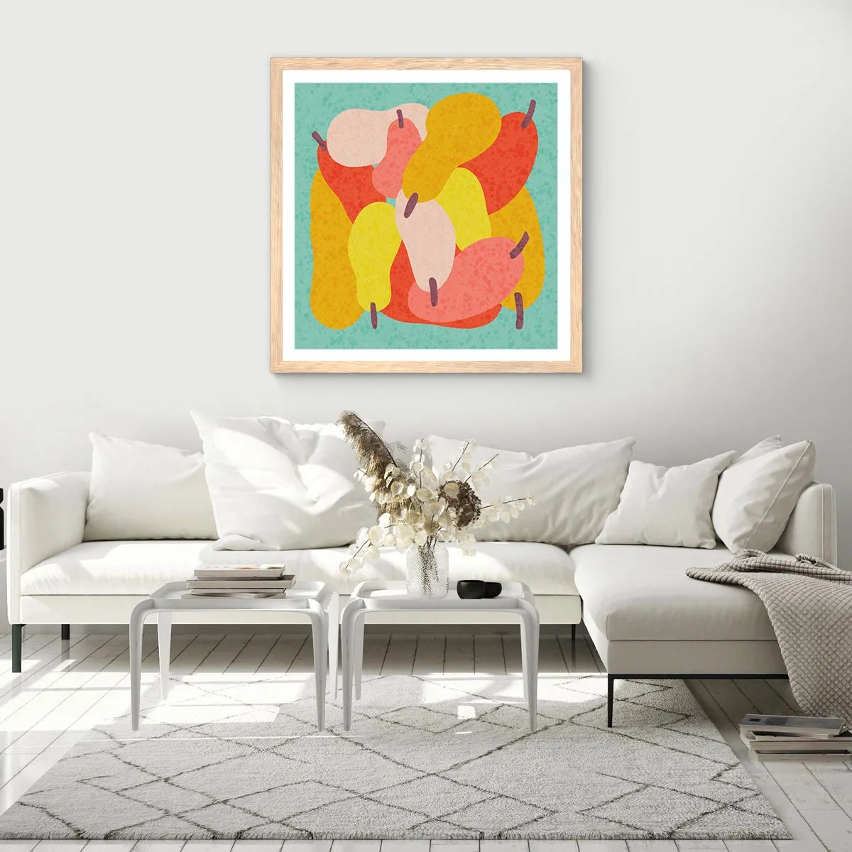 Poster in einem Rahmen aus heller Eiche - Probieren Sie die Sommersonne - 30x30 cm