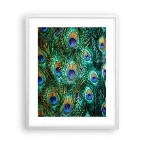 Poster in einem weißen Rahmen - Ein Blick mit Pfauenaugen - 40x50 cm