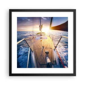 Poster in einem schwarzem Rahmen - Laufen unter den Wellen - 40x40 cm