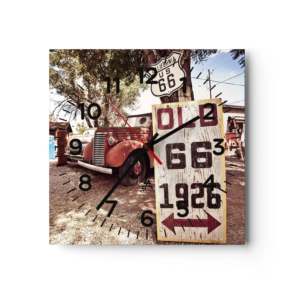 Wanduhr - Glasuhr - Die Legende der amerikanischen Provinz - 30x30 cm