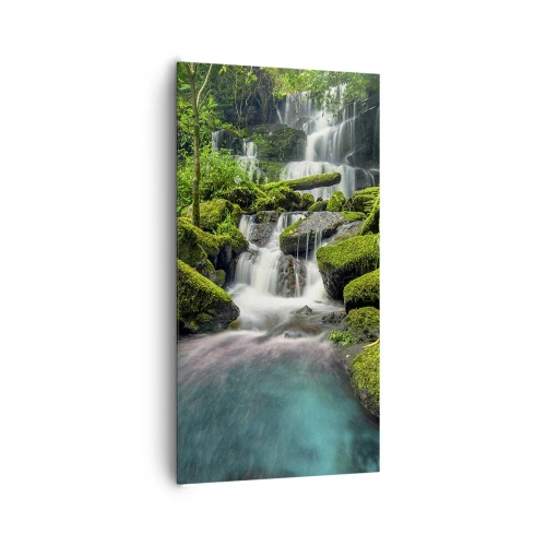 Bild auf Leinwand - Leinwandbild - Türkis, Saphire und flüssiges Silber - 65x120 cm