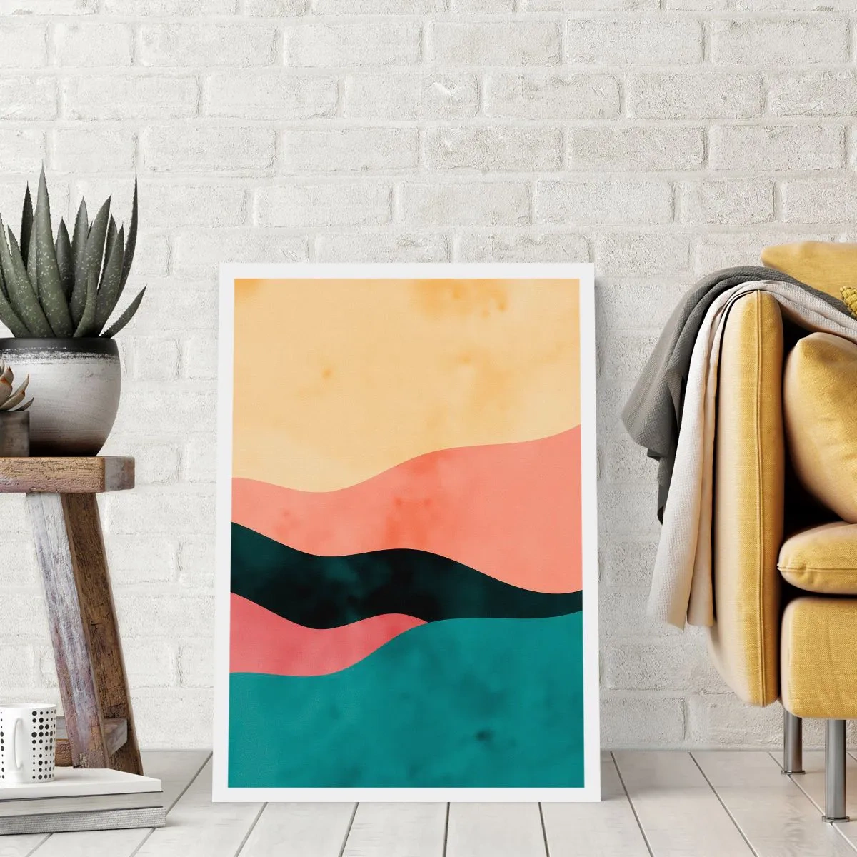 Poster - Bunte abstrakte Wellen in Pastelltönen - 50x70cm - Konforme Nichtkonformität - Moderne Wanddekoration für Wohnzimmer und Schlafzimmer ARTTOR