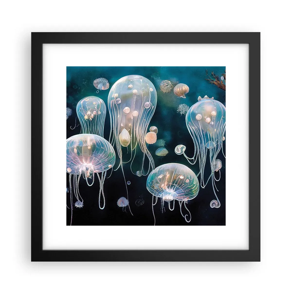 Poster in einem schwarzem Rahmen - Unterwasserball - 30x30 cm