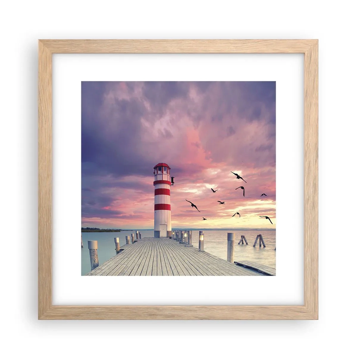 Poster in einem Rahmen aus heller Eiche - Es ist Zeit zum Hafen zu gehen - 30x30 cm