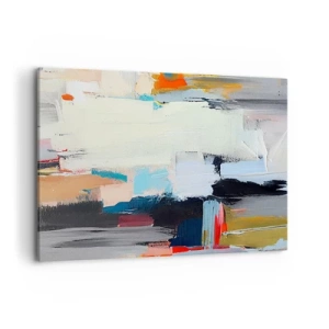 Bild auf Leinwand - Leinwandbild - Farbenfrohe Abstraktion mit dynamischen Pinselstrichen - 120x80cm - Gibt es eine Methode? - Moderne Wanddekoration für Wohnzimmer und Schlafzimmer ARTTOR