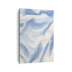 Bild auf Leinwand - Leinwandbild - Abstrakte Pinselstriche in Blau- und Beigetönen - 70x100cm - Blaue Wellen - Moderne Wanddekoration für Wohnzimmer und Schlafzimmer ARTTOR