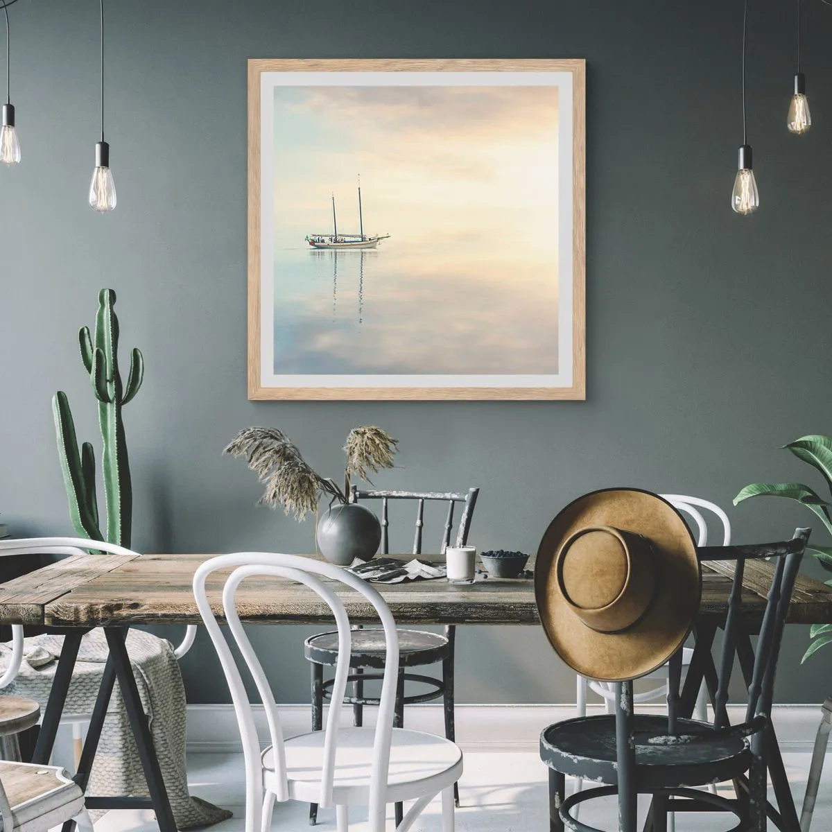 Poster in einem Rahmen aus heller Eiche - Im Meer der Stille - 40x40 cm