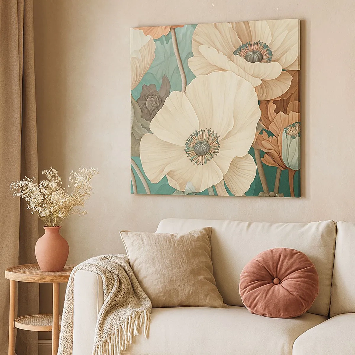 Bild auf Leinwand - Leinwandbild - Flüstern von Mohnblumen - 30x30 cm