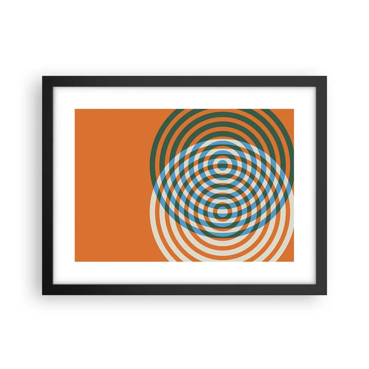 Poster in einem schwarzem Rahmen - Abstrakte kreisförmige Variation - 40x30 cm