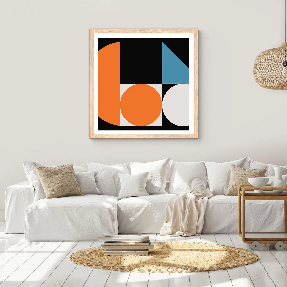 Poster in einem Rahmen aus heller Eiche - Bebilderte Anordnung - 40x40 cm