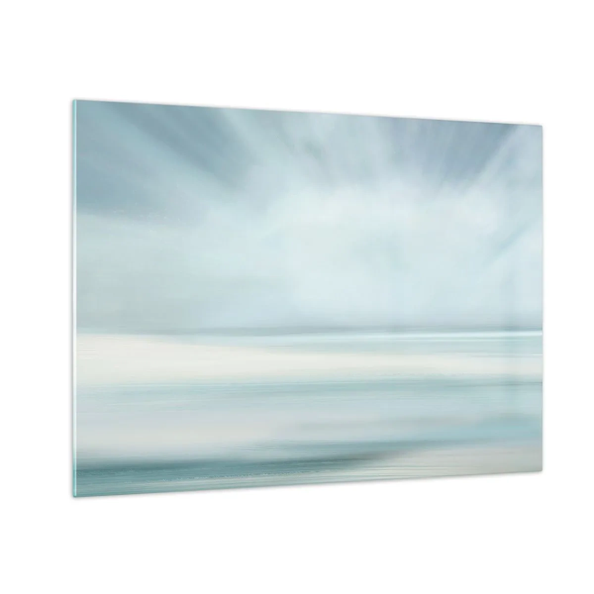 Glasbild - Bild auf glas - Verschwommene Abstraktion in Blau-, Weiß- und Grautönen - 70x50cm - Frieden bis zum Horizont - Moderne Wanddekoration für Wohnzimmer und Schlafzimmer ARTTOR