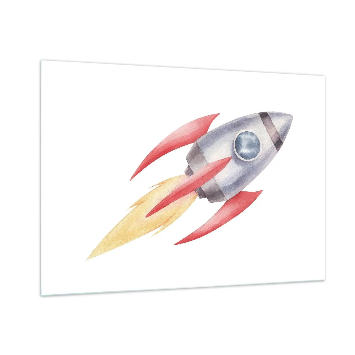 Glasbild - Bild auf glas - Eine bunte Rakete fliegt durch den Weltraum - 100x70cm - Höher, schneller, weiter - Moderne Wanddekoration für Wohnzimmer und Schlafzimmer ARTTOR