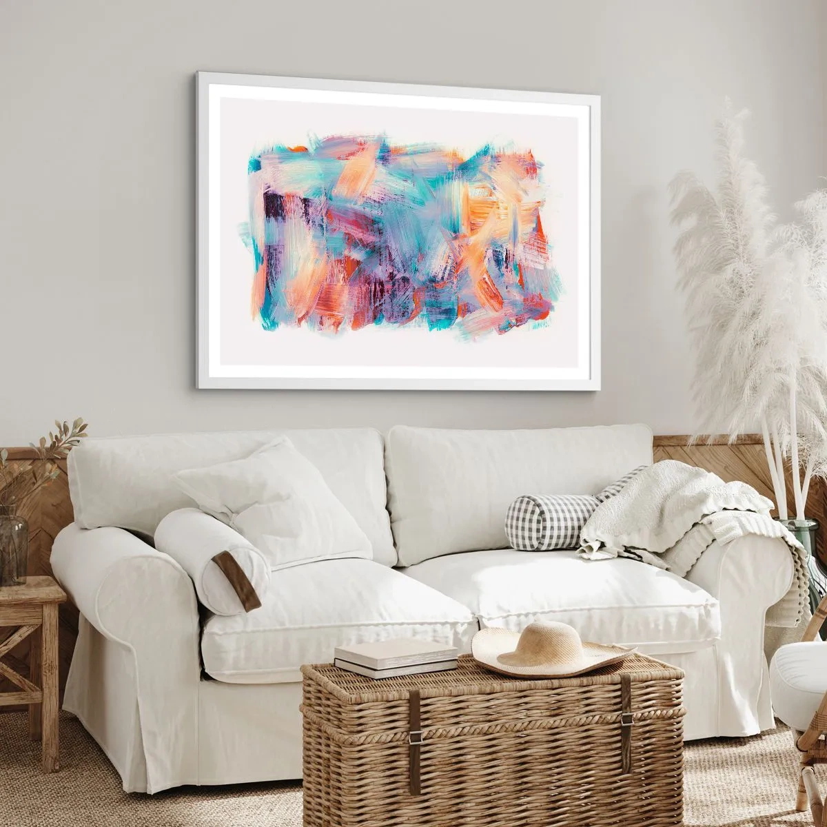 Poster in einem weißen Rahmen - Buntes Durcheinander - 100x70 cm