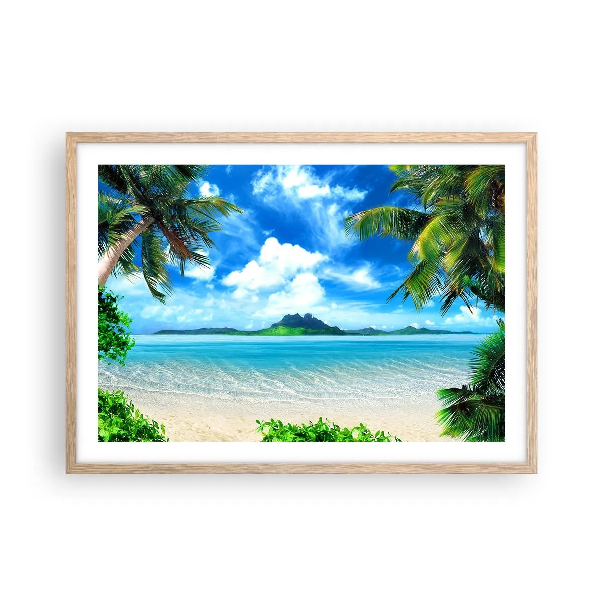 Poster in einem Rahmen aus heller Eiche - Das Azurblau der Tropen - 70x50 cm