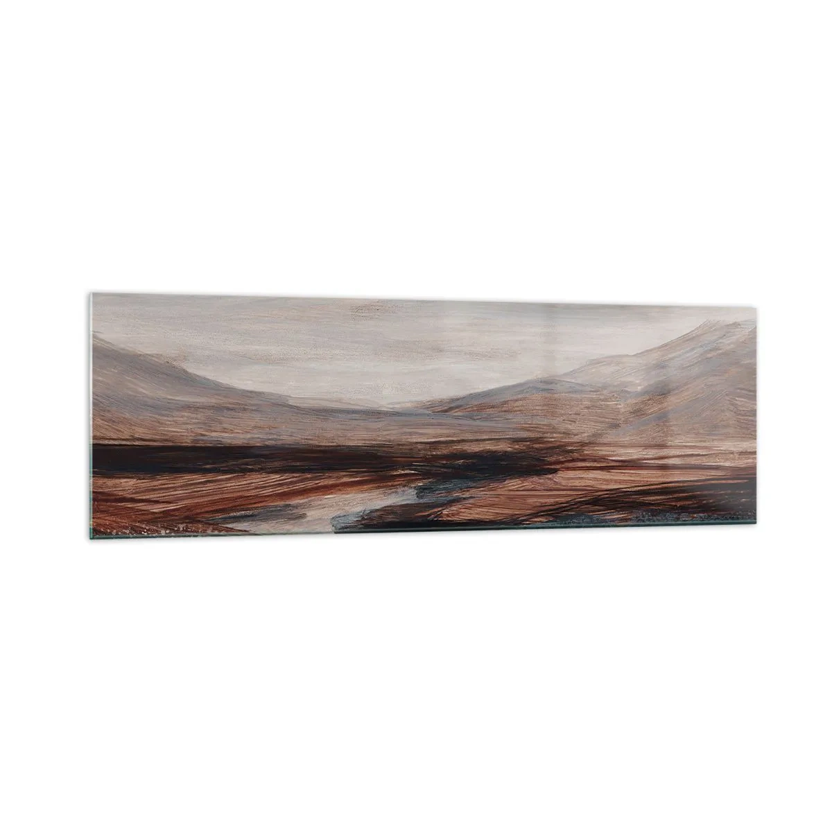 Glasbild - Bild auf glas - Eine malerische Landschaft mit Fluss und Bergen - 160x50cm - Ruhiges Tal - Moderne Wanddekoration für Wohnzimmer und Schlafzimmer ARTTOR
