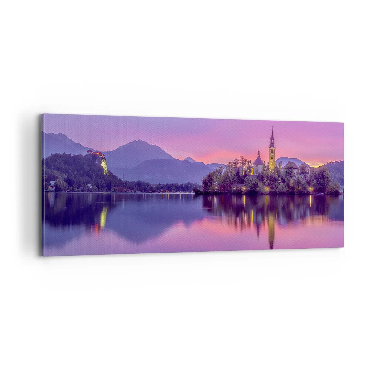 Bild auf Leinwand - Leinwandbild - Eine märchenhafte Insel in der Abenddämmerung - 100x40 cm