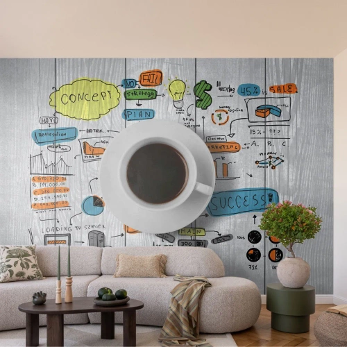 Selbstklebende Fototapete Deluxe Sticker - Zeit für eine Pause - Grafik, Kaffee, Espresso - 250x175 cm