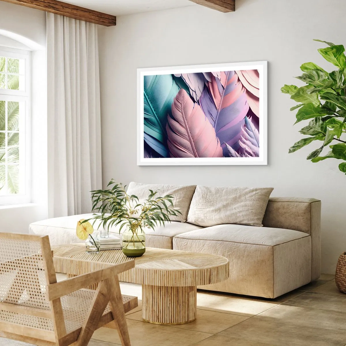 Poster in einem weißen Rahmen - Vogel-Chic - 70x50 cm