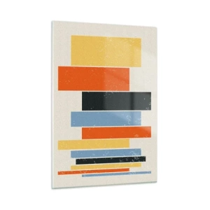 Glasbild - Bild auf glas - Geometrische Streifen in rhythmischer Komposition auf hellem Hintergrund - 50x70cm - Musiknotation - Moderne Wanddekoration für Wohnzimmer und Schlafzimmer ARTTOR