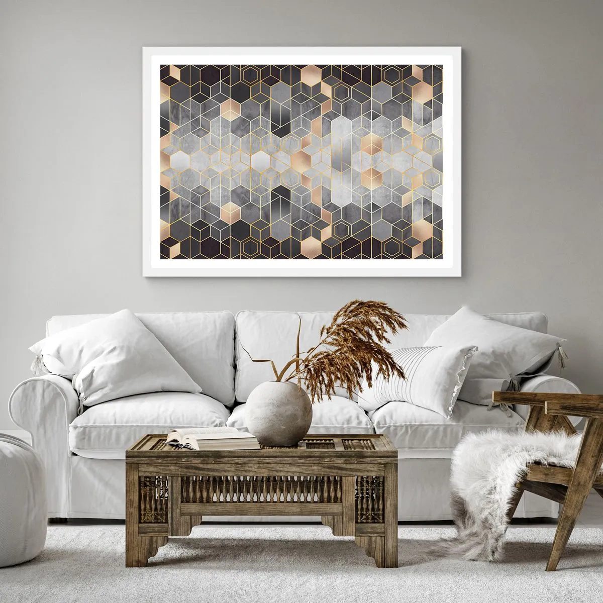 Poster in einem weißen Rahmen - Diamant-Komposition - 40x40 cm