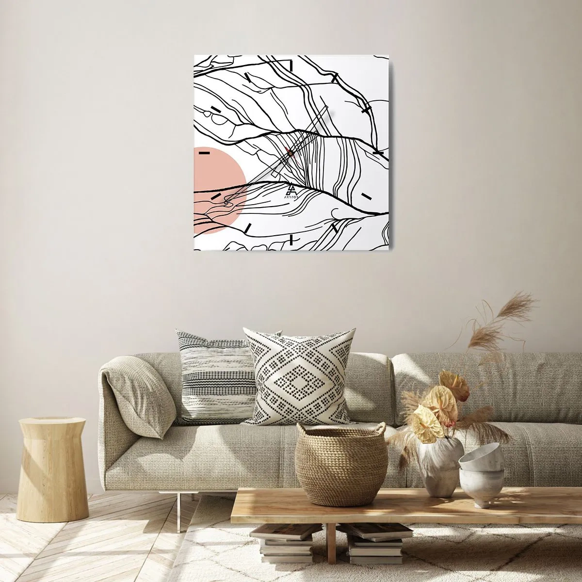 Wanduhr - Glasuhr - In einem Netz aus Zweigen - 40x40 cm