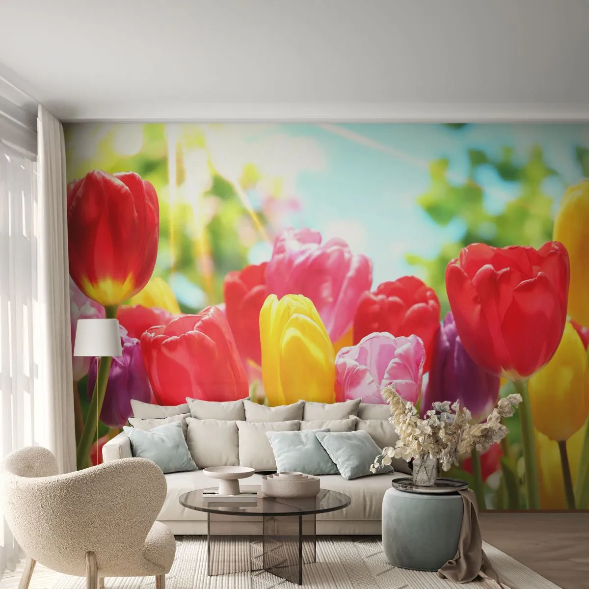 Fototapete Standard Eco - Wir sind es, die Farben des Mais! - Blumen, Tulpen, Garten - 250x175 cm