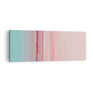 Bild auf Leinwand - Leinwandbild - Pastellfarbene Linien in Rosa- und Blautönen in einer minimalistischen Komposition - 140x50cm - Abstraktion im Morgengrauen - Moderne Wanddekoration für Wohnzimmer und Schlafzimmer ARTTOR