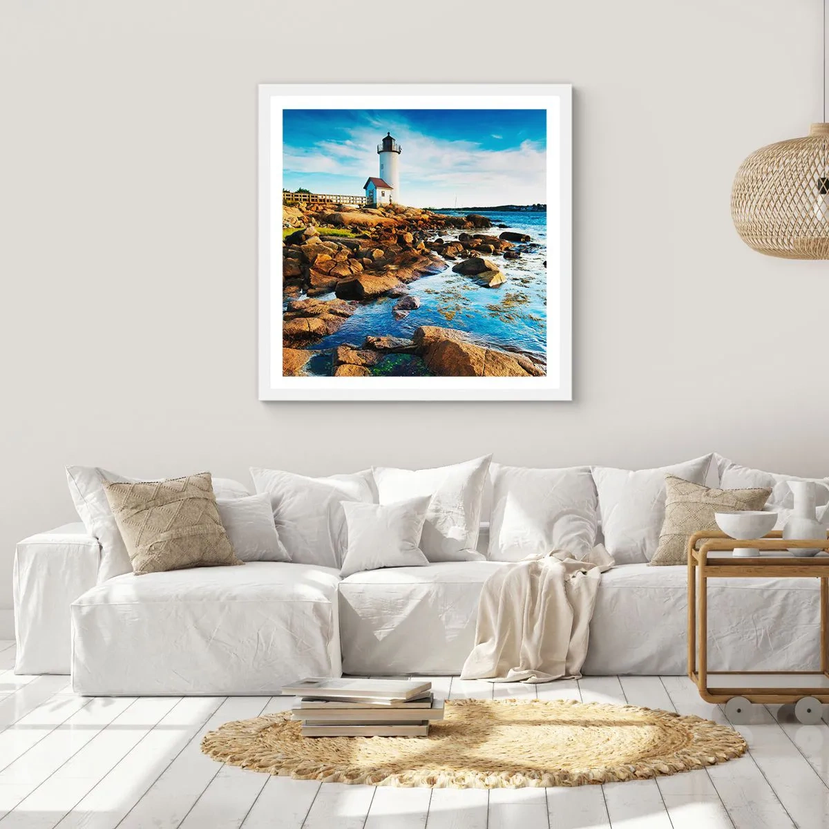 Poster in einem weißen Rahmen - Komm glücklich zurück, ich warte - 60x60 cm