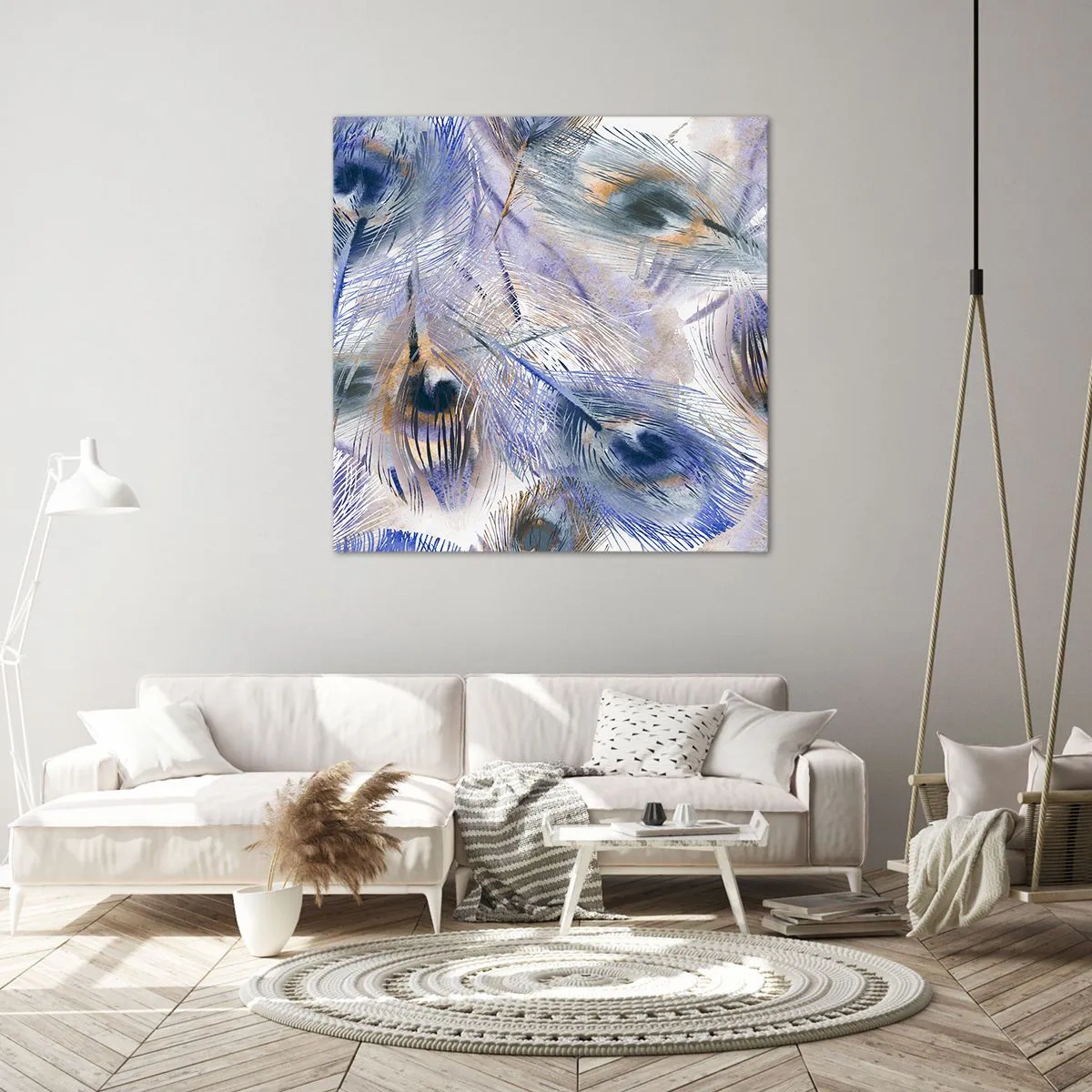 Bild auf Leinwand - Leinwandbild - Pfau-Komposition - 40x40 cm