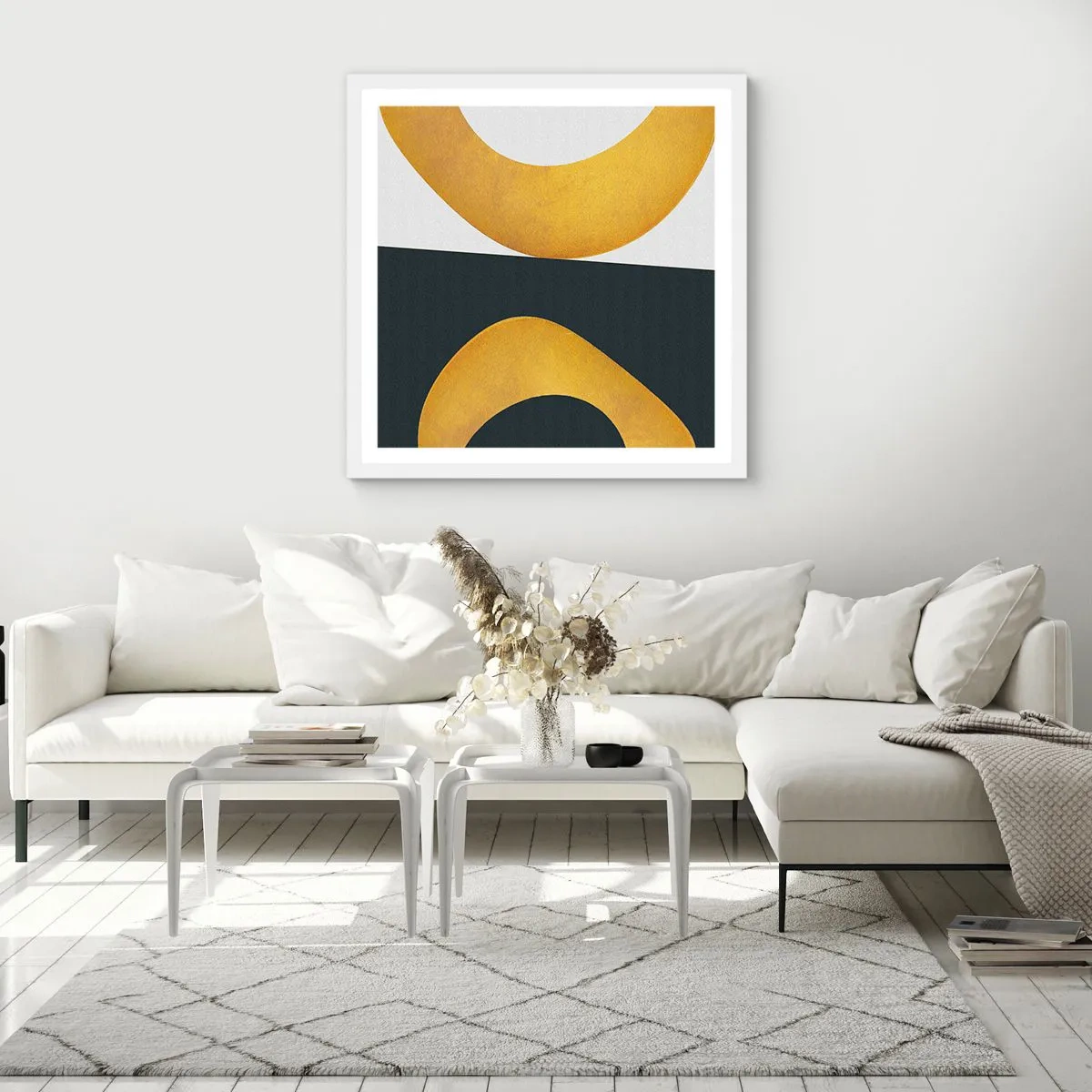 Poster in einem weißen Rahmen - Erstens: Gold - 50x50 cm