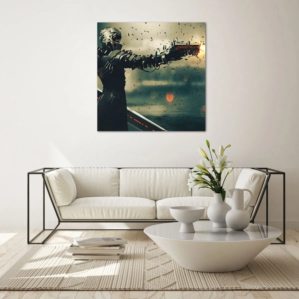 Glasbild - Bild auf glas - Tödliche Waffe - Dein ganz eigener Terminator - 40x40 cm