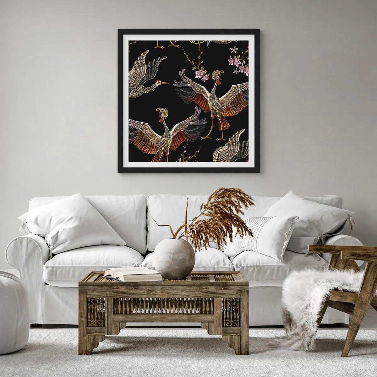Poster in einem schwarzem Rahmen - Märchenvogel - 50x50 cm