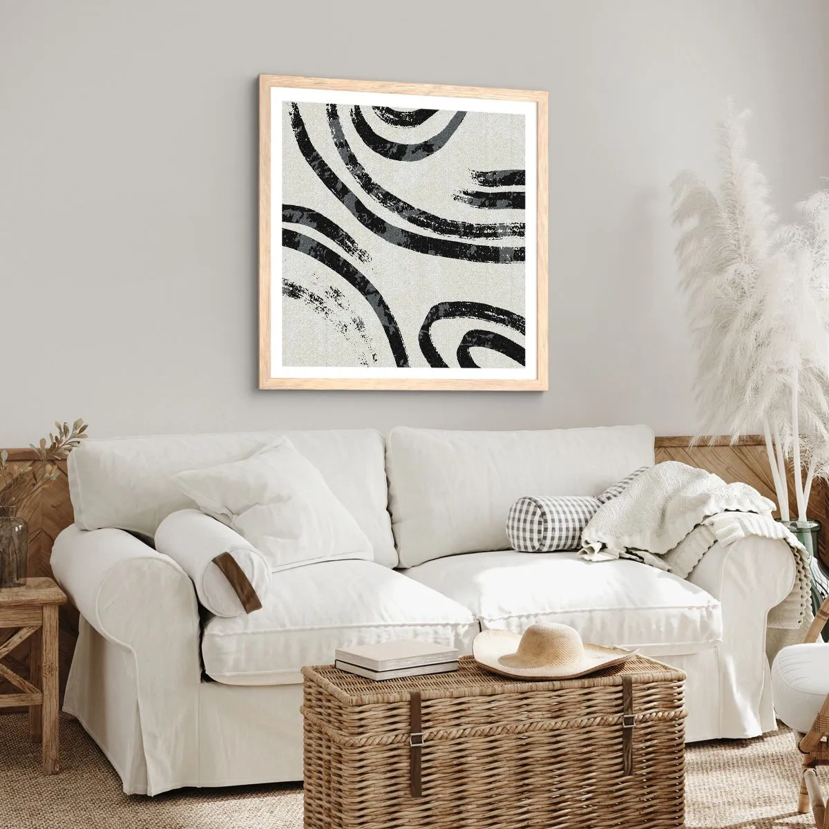 Poster in einem Rahmen aus heller Eiche - Bei Hälfte angehalten - 50x50 cm