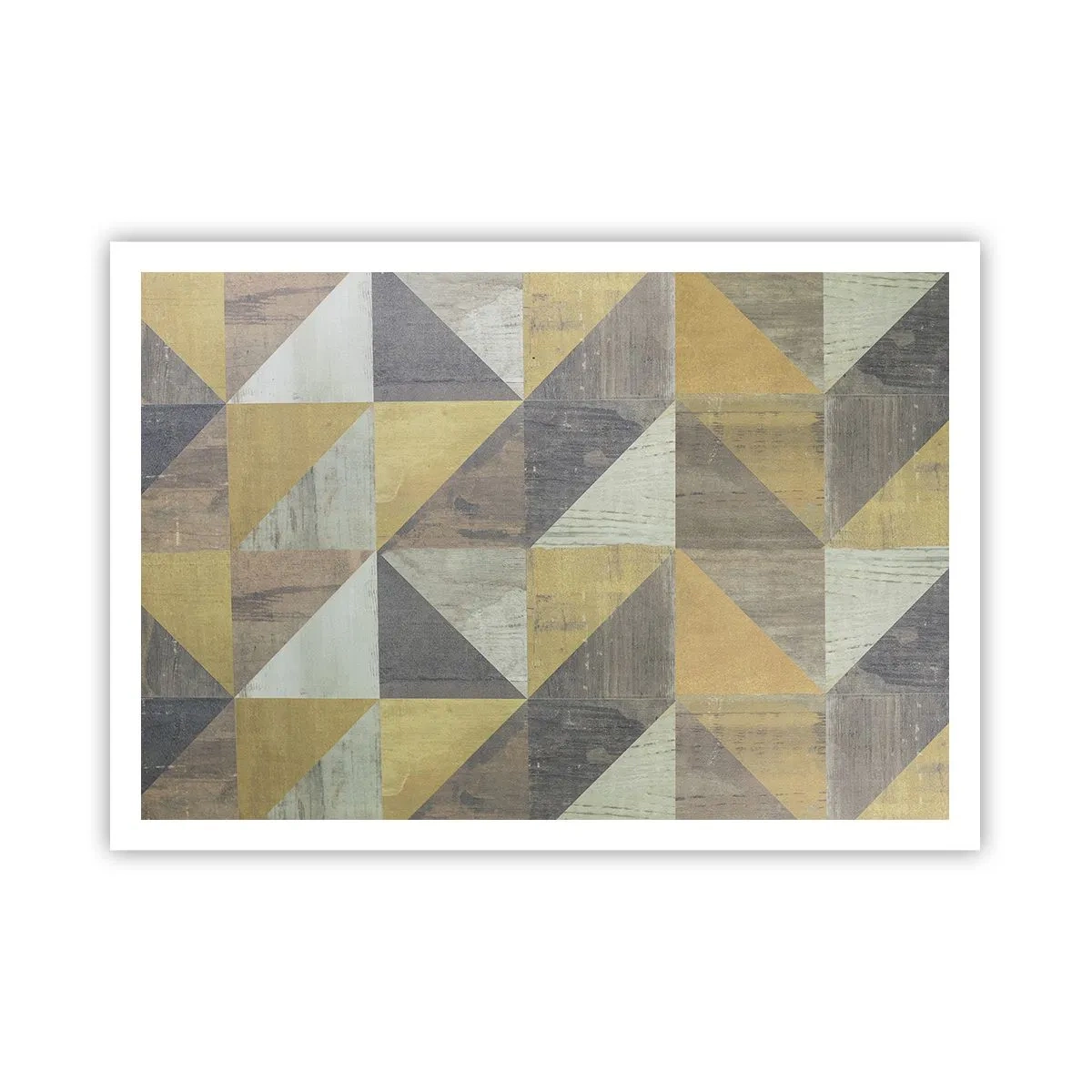 Poster - Geometrische Komposition aus Dreiecken in erdigen Farbtönen - 100x70cm - Am Winkel des Dreiecks - Moderne Wanddekoration für Wohnzimmer und Schlafzimmer ARTTOR