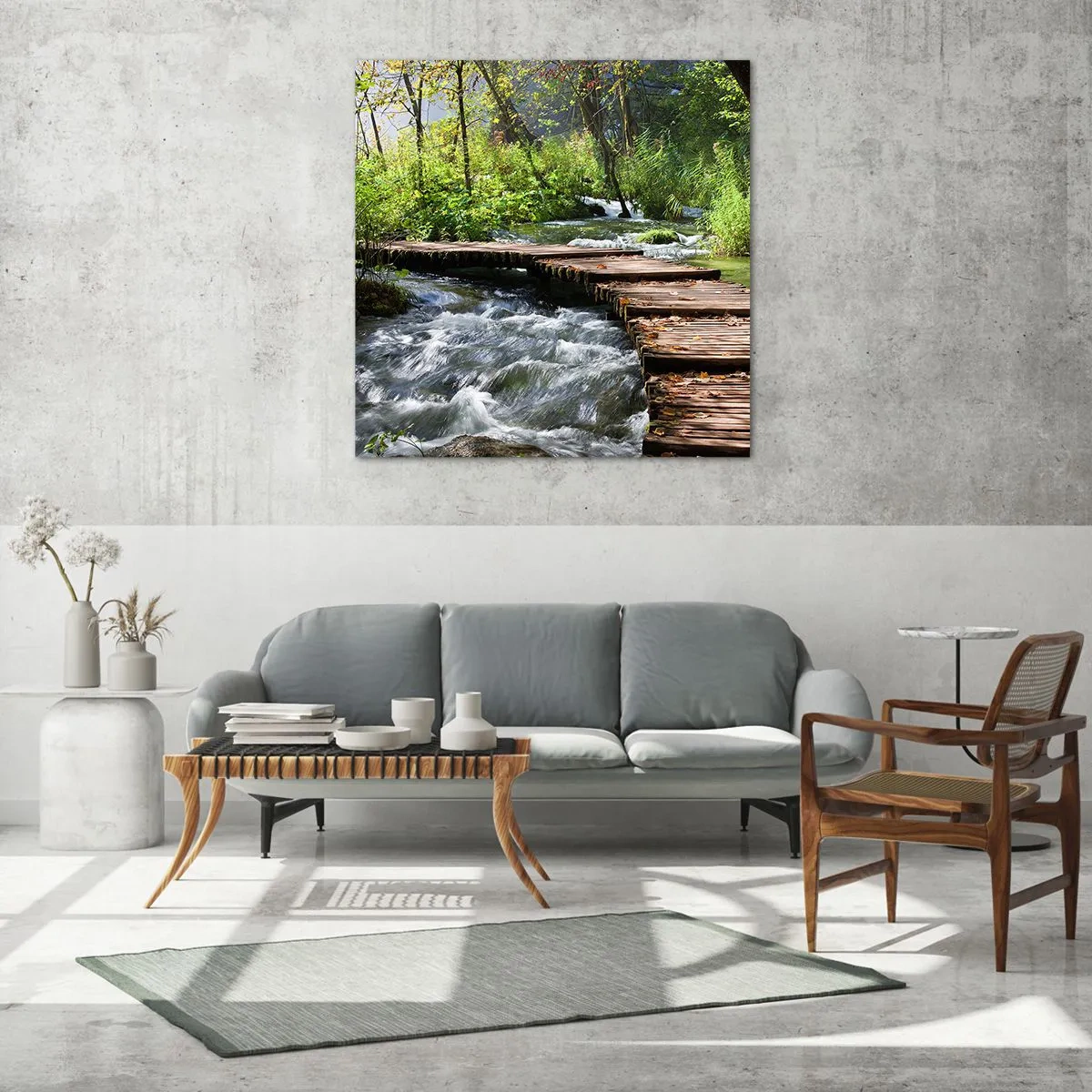 Glasbild - Bild auf glas - Über der schaumigen Kaskade - 30x30 cm