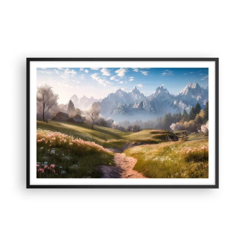 Poster in einem schwarzem Rahmen - Idyllisches Tal - 91x61 cm