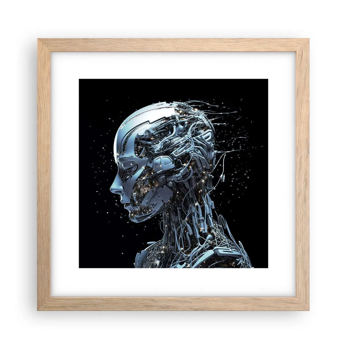 Poster in einem Rahmen aus heller Eiche - Technologie ist eine Frau - 30x30 cm