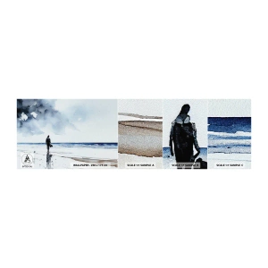 Fototapetenmuster Standard Eco - Gespräch mit dem Meer - Einsam, Mann, Küste - 100x30 cm