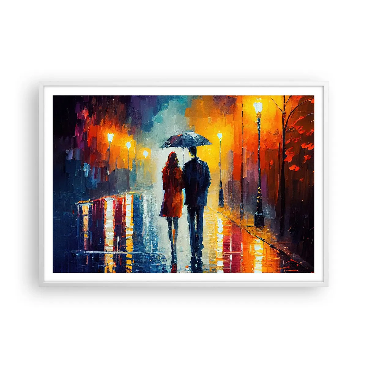 Poster in einem weißen Rahmen - Gemeinsam – eine bunte Nacht - 100x70 cm