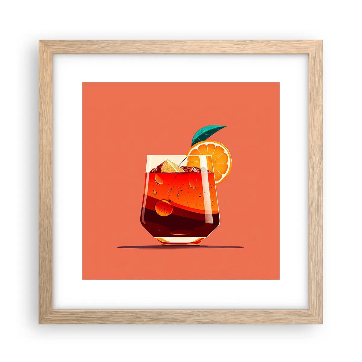 Poster in einem Rahmen aus heller Eiche - Sommerliche Erfrischung - 30x30 cm