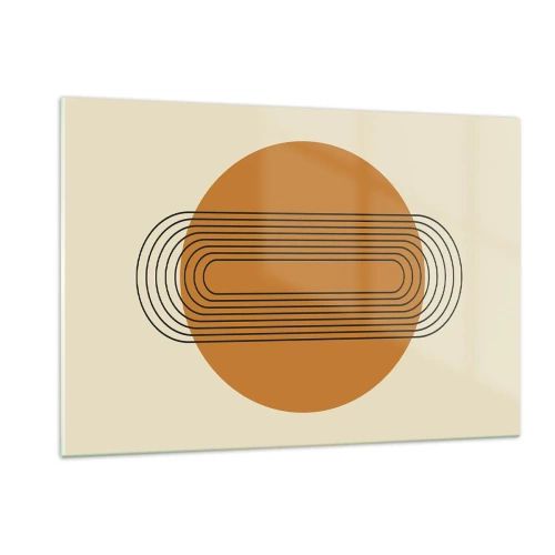 Glasbild - Bild auf glas - Geometrische Abstraktion mit Kreisen und Linien - 120x80cm - Perfekter Plan - Moderne Wanddekoration für Wohnzimmer und Schlafzimmer ARTTOR