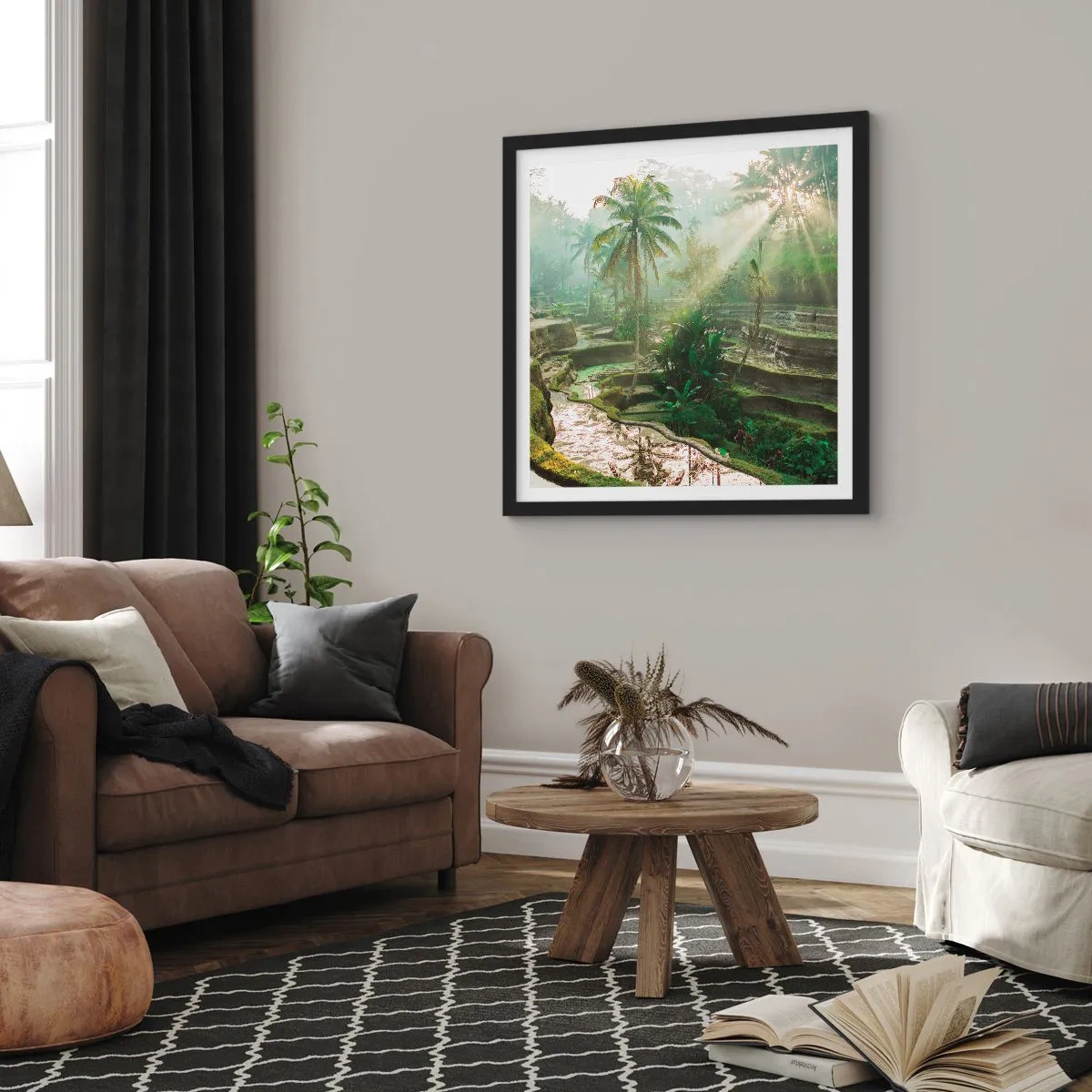 Poster in einem schwarzem Rahmen - In der Sonne aufwachsen - 30x30 cm