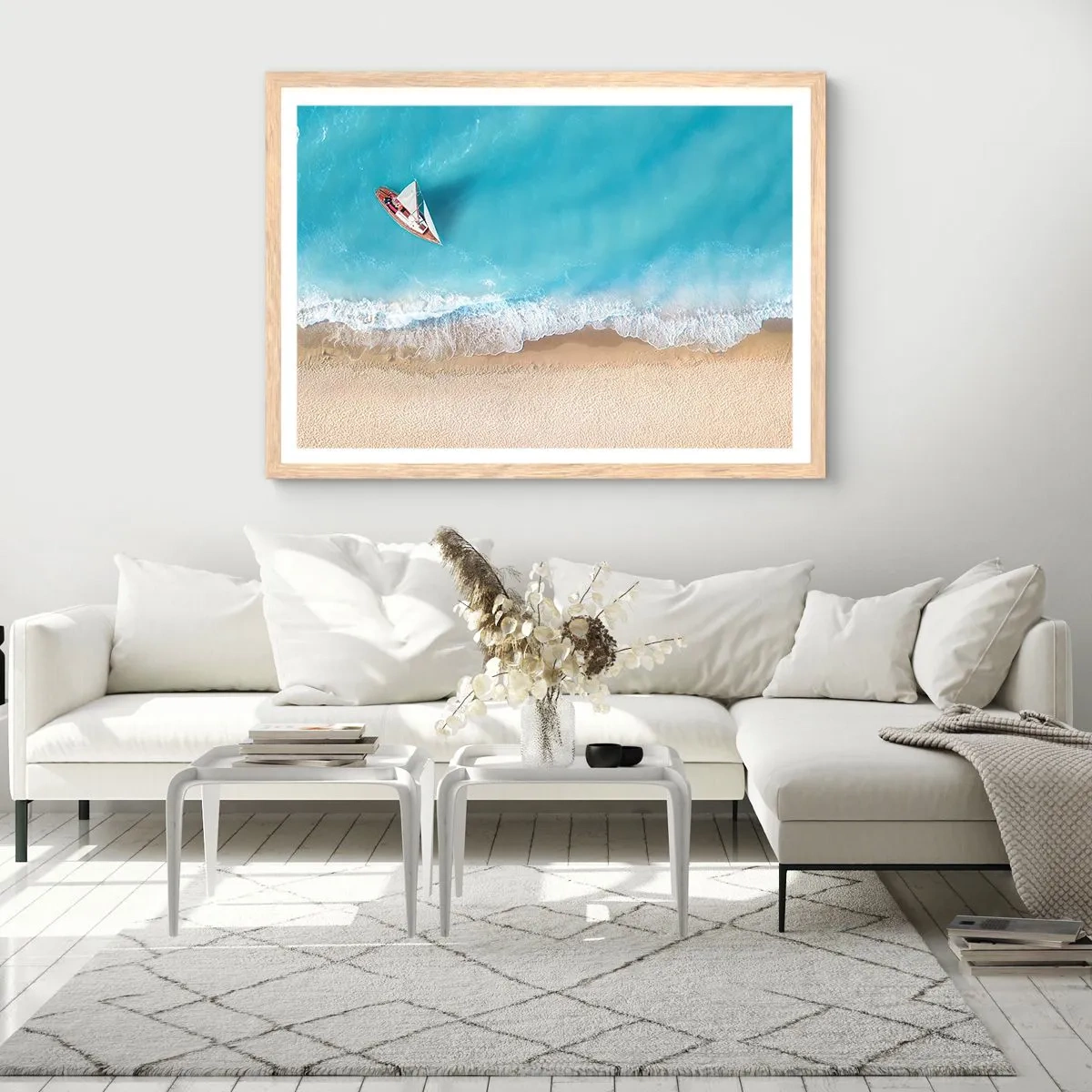 Poster in einem Rahmen aus heller Eiche - An der Grenze von Blau und Gold - 91x61 cm