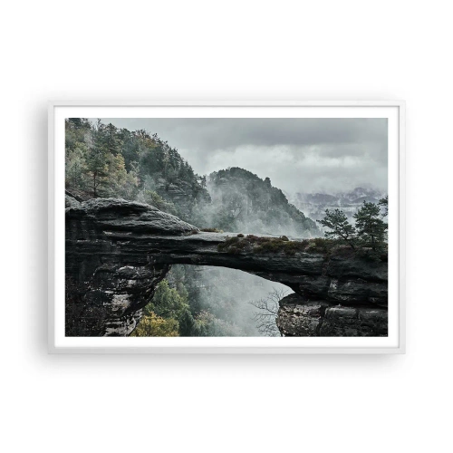 Poster in einem weißen Rahmen - Abenteuer beginnt gleich - 100x70 cm