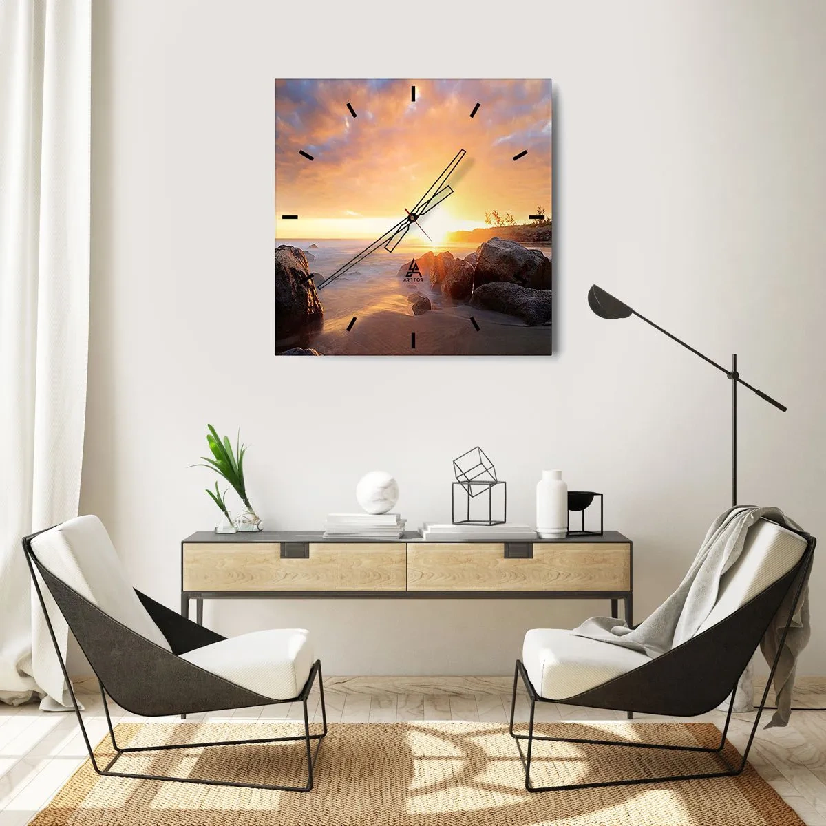 Wanduhr - Glasuhr - Leuchtende Brise des Abends - 30x30 cm